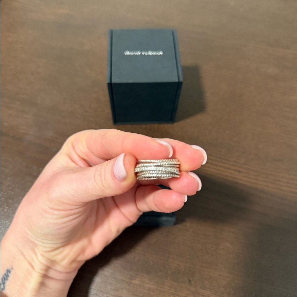David Yurman Silver Twisted Rope Ring - Picture 7 of 9